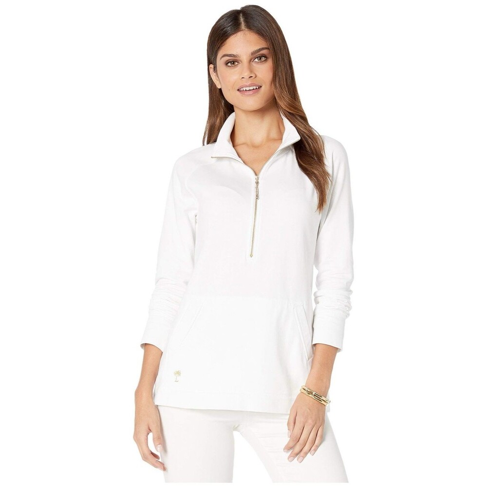 NWT Lilly Pulitzer Alabaster MONOGRAMMED UPF 50+ Skipper Popover Pullover Large
